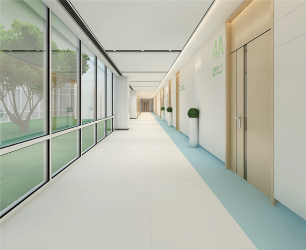 顺成陶瓷集团亚光珍珠白系列白色陶瓷薄板，适合用于住院楼走廊、病房等场合，打造安静、整洁的医院氛围。